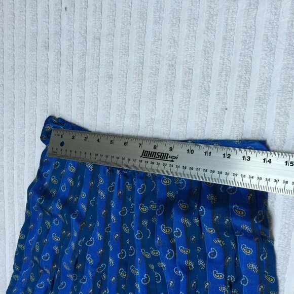 Vintage Lutz Teutloff Women's Size 10 Blue Paisley Print Silk Pleated Midi Skirt - Picture 6 of 9